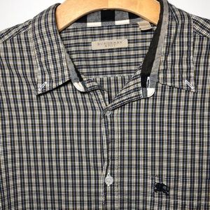 Burberry Brit Men’s L Button Plaid Checkered LS